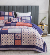 DaDa Bedding Peachy Pink Floral Blossoms Plum Purple Patchwork Quilted Bedspread Set - Designed in USA (JHW877) by DaDa Bedding Collection